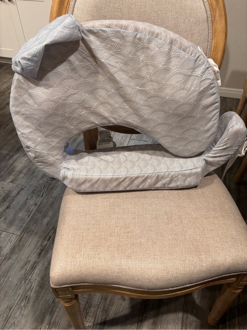 Neutral Gray Patterned Nursing Pillow - Comfortable Support for Feeding